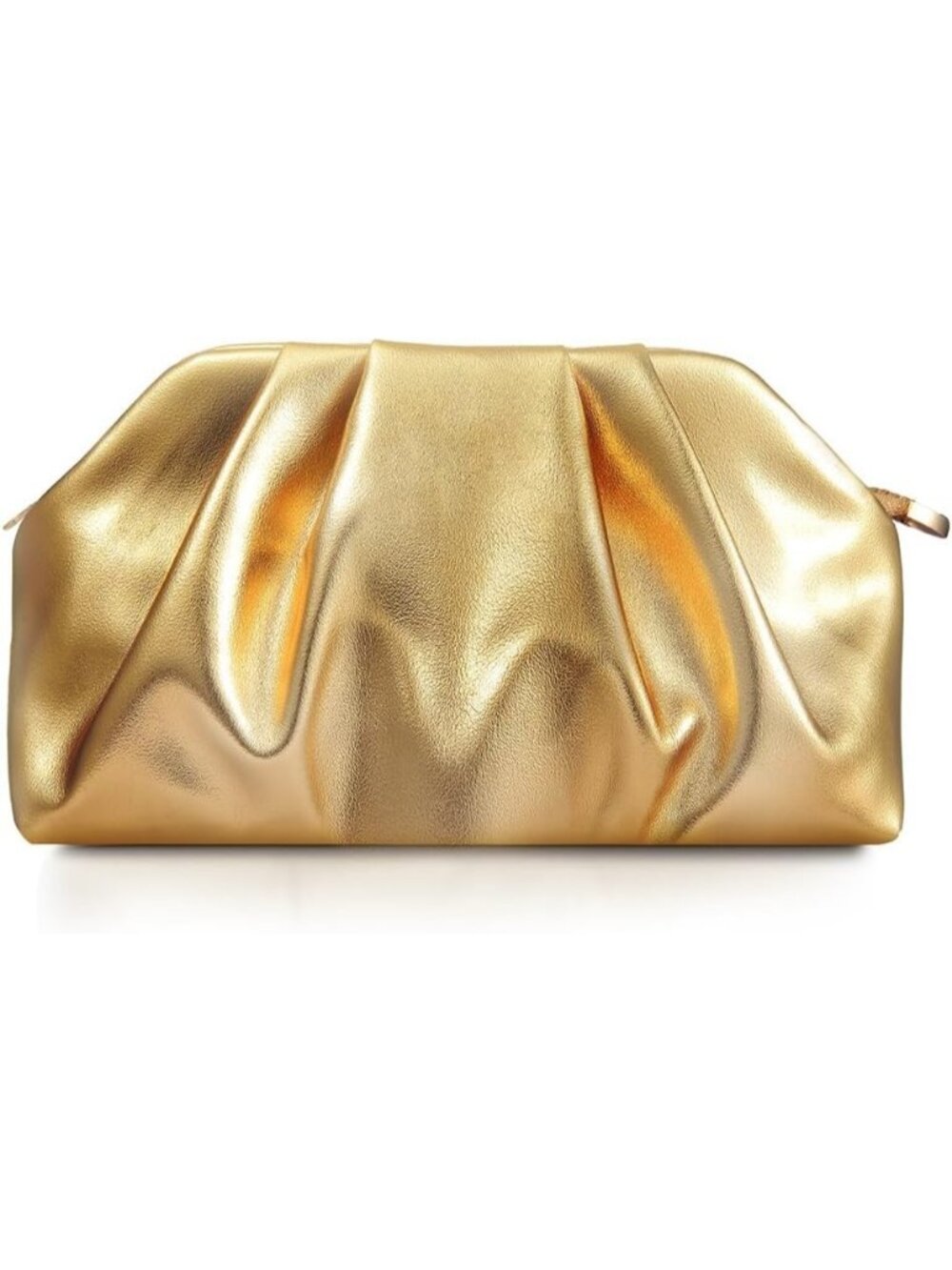 Women's Golden Soft Pleated Pu Clutch Purse Elegant Evening Wedding Bag